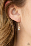 Paparazzi Bad HEIR Day - Gold - White Rhinestones - Round Pendant - Necklace and matching Earrings - The Jewelry Box Collection 