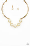 Paparazzi Welcome To Wall Street Gold  White Pearl necklace and Matching Earrings