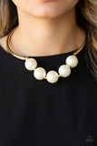 Paparazzi Welcome To Wall Street Gold  White Pearl necklace and Matching Earrings