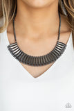Paparazzi My Main MANE - Black Necklace and Matching Earrings