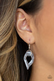 Paparazzi Silver-HAUTE Mama - White - Faux Marble Acrylic Links - Silver Chain Necklace and matching Earrings