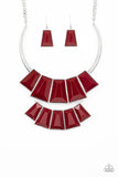 Paparazzi Lions, TIGRESS, and Bears -  Red- Silver Necklace and matching Earrings