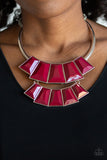 Paparazzi Lions, TIGRESS, and Bears -  Red- Silver Necklace and matching Earrings