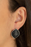 Paparazzi  Marble Marvel - Black Earrings - The Jewelry Box Collection 