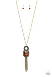 Paparazzi A Good TALISMAN Is Hard To Find - Brown Gem - Necklace and matching Earrings - The Jewelry Box Collection 