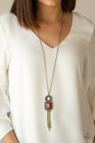 Paparazzi A Good TALISMAN Is Hard To Find - Brown Gem - Necklace and matching Earrings - The Jewelry Box Collection 