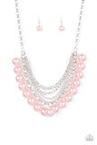 Paparazzi One-Way WALL STREET - Pink Pearls - Silver Chain Necklaces and matching Earrings