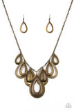 Paparazzi Teardrop Tempest - Brass necklace - The Jewelry Box Collection 