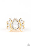 Paparazzi Really Regal - Gold - White Teardrop Rhinestones - Ring