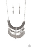Paparazzi Fierce in Feathers - Silver - Feather Charms Dangle - Necklace & Earrings