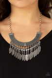 Paparazzi Fierce in Feathers - Silver - Feather Charms Dangle - Necklace & Earrings
