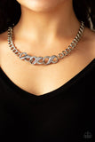Paparazzi  Infinite Impact - Silver Necklace and Matching Earrings - The Jewelry Box Collection 