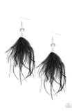 Paparazzi Feathered Flamboyance - Black Earrings - The Jewelry Box Collection 