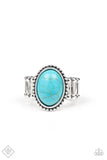 Paparazzi Bountiful Deserts - Blue Turquoise Stone - Ring - Trend Blend / Fashion Fix March 2020 - The Jewelry Box Collection 