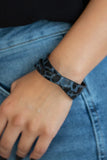 Paparazzi All GRRirl - Blue Animal Print Bracelet - The Jewelry Box Collection 