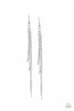 Paparazzi REIGN Check - White - Rhinestones - Silver Chains - Earrings