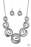 Paparazzi Statement Swirl - Black Necklace - The Jewelry Box Collection 