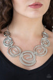 Paparazzi Statement Swirl - Silver Necklace - The Jewelry Box Collection 