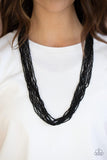 Paparazzi Congo Colada - Black Seedbead Necklace - The Jewelry Box Collection 