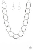 Paparazzi  The Challenger - Silver Necklace and Matching Earrings - The Jewelry Box Collection 