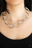 Paparazzi  The Challenger - Silver Necklace and Matching Earrings - The Jewelry Box Collection 