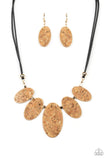 Paparazzi Natures Finest - Gold Cork Necklace - The Jewelry Box Collection 