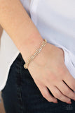 Paparazzi Braided Twilight - Gold - White Rhinestones - Adjustable Bracelet - The Jewelry Box Collection 