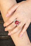 Paparazzi  Brilliantly Blooming Red Ring - The Jewelry Box Collection 