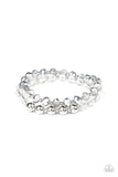 Paparazzi Millennial Grandeur - White Rhinestones - Stretchy Band Glitzy Bracelet
