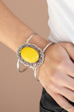 Paparazzi Vibrantly Vibrant - Yellow Cuff Bracelet - The Jewelry Box Collection 