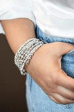 Paparazzi ICE Knowing You - Silver - Glittery Rhinestones, Silver Stretchy Bracelet