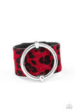 Paparazzi Asking FUR Trouble Red Earrings - The Jewelry Box Collection 
