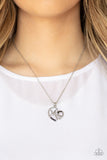 Paparazzi Mom Moments - Black Silver Necklace and Matching earrings