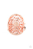 Paparazzi Springtime Shimmer - Copper - Peach Rhinestones - Filigree Ring
