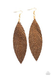 Paparazzi Earrings - Feather Fantasy - Gold Earring - The Jewelry Box Collection 