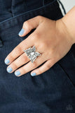 Paparazzi Flutter Flavor - White Butterfly Ring - The Jewelry Box Collection 