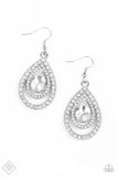 Paparazzi So the Story Glows White Earring - The Jewelry Box Collection 