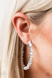 Paparazzi   Can I Have Your Attention? - White  Hoop earring September Fashion fix - The Jewelry Box Collection 