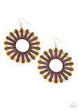 Paparazzi Solar Flare - Yellow Wood Earring