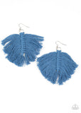 Paparazzi Macrame Mamba - Blue Earrings - The Jewelry Box Collection 
