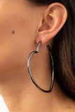 Paparazzi Heartbreaker Hustle - Black Hoop Earrings - The Jewelry Box Collection 