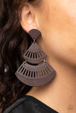 Paparazzi Oriental Oasis - Brown Wood Earring