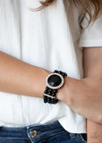 Paparazzi Speechless Sparkle - Black Bracelet - The Jewelry Box Collection 