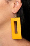 Paparazzi Totally Framed - Yellow Wood Earring