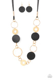 Paparazzi Necklace Sooner or LEATHER - Black