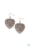 Paparazzi Let Your Heart Grow - Copper Heart Earrings - The Jewelry Box Collection 