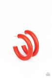 Paparazzi Woodsy Wonder - Red Wood Hoop Earrings