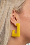 Paparazzi Wood Earring The Girl Next OUTDOOR - Yellow