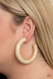 Paparazzi I WOOD Walk 500 Miles - White Wood Hoop Earring - The Jewelry Box Collection 