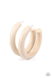 Paparazzi I WOOD Walk 500 Miles - White Wood Hoop Earring - The Jewelry Box Collection 